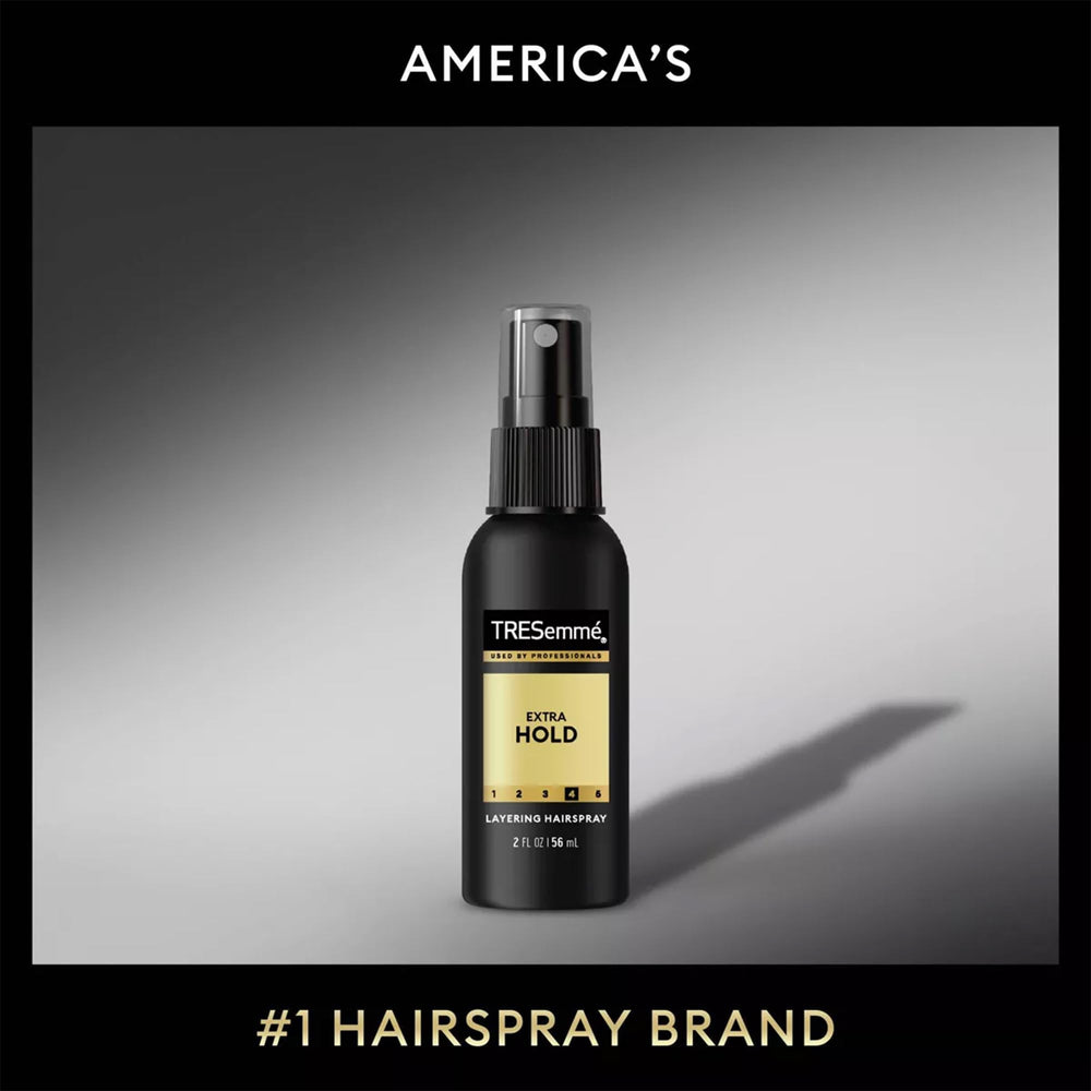 TRESemmé Travel Hairspray compact travel-size bottle fits in bags.