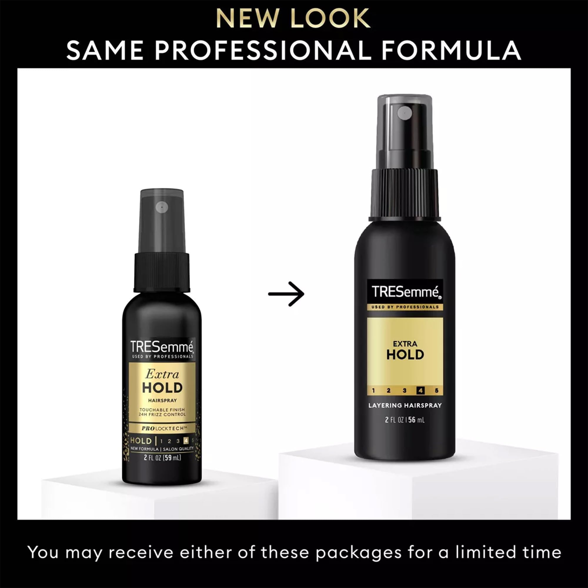 TRESemmé Travel Hairspray layering hold dispense illustrates customizable styling outdoors.