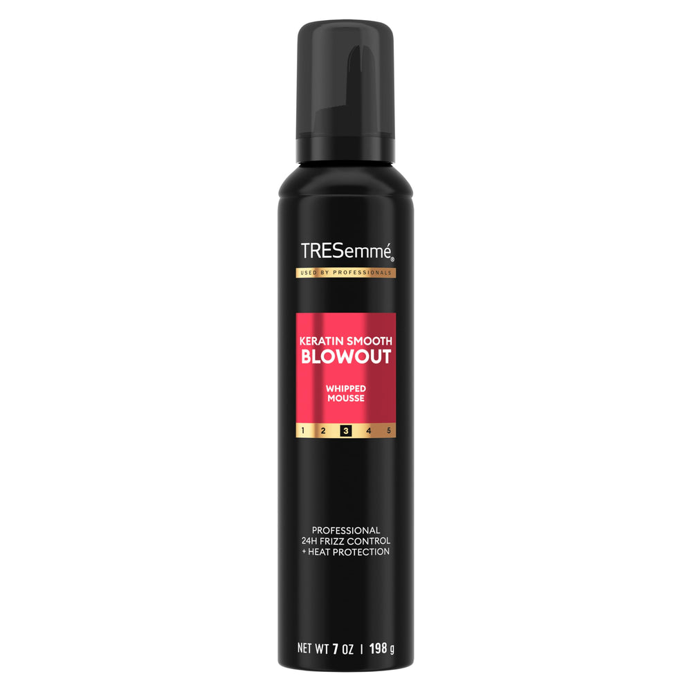 TRESemmé Whipped Mousse Keratin Smooth bottle showing instant hydration and lift