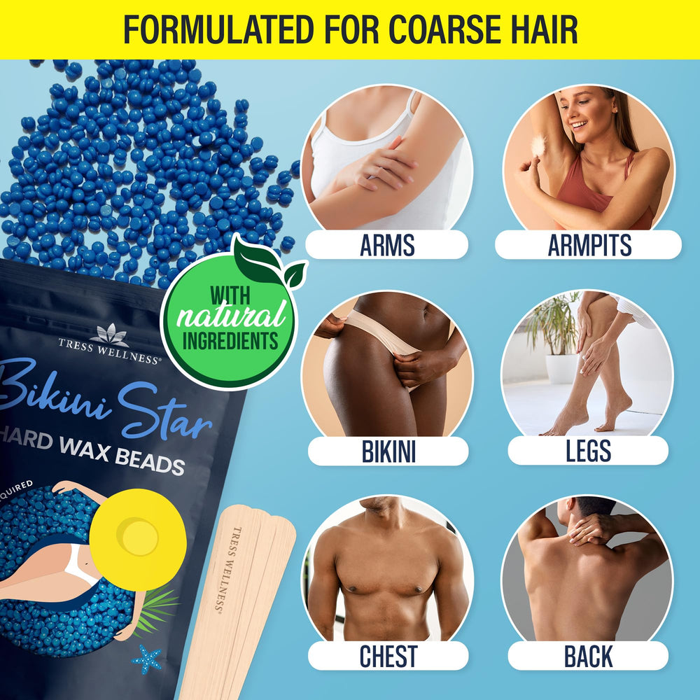 Tress Wellness 1.2 lb bikini wax beads kit ready for home use.