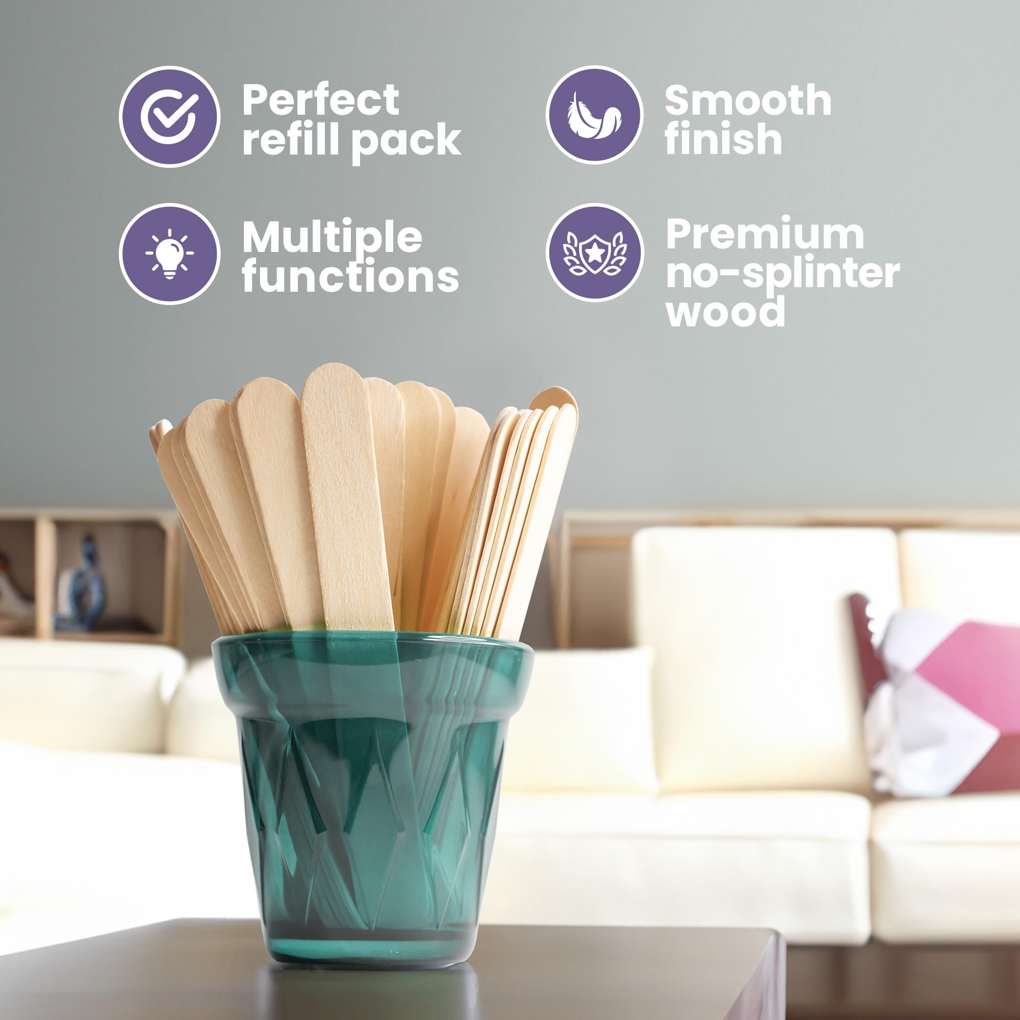 Multipurpose sticks work with hard and soft wax for versatile use.
