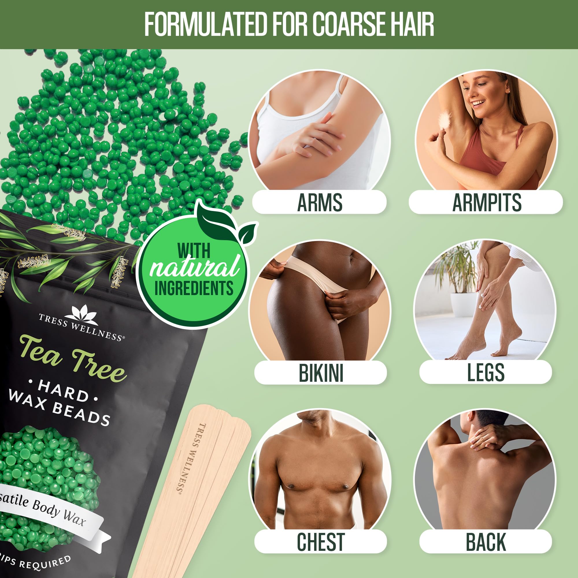 Tress Wellness dermatologically tested wax beads for safe home waxing