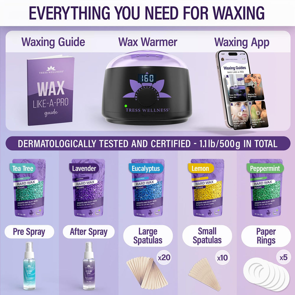 Tress Wellness hard wax beads in bags for smooth at-home waxing
