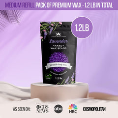 Included lavender wax beads kit ready for convenient home waxing sessions