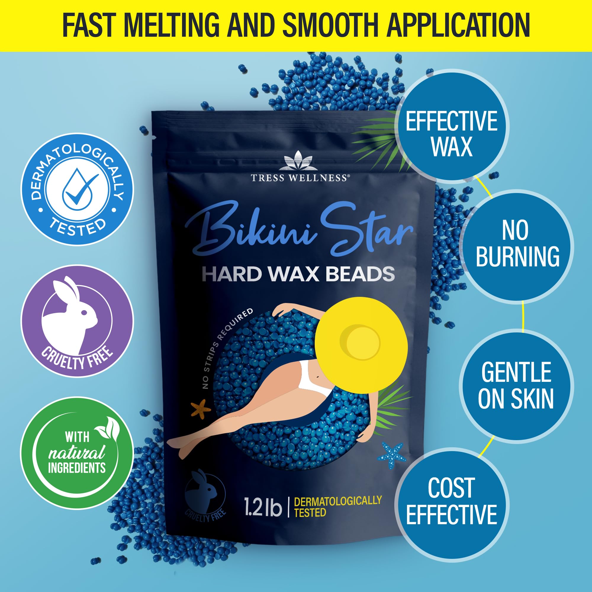 Tress Wellness temperature-controlled wax for comfortable at-home waxing.