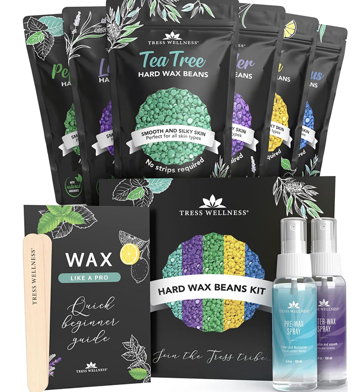 Tress Wellness wax beads variety 1.3lb for at-home Brazilian, bikini, and body waxing.