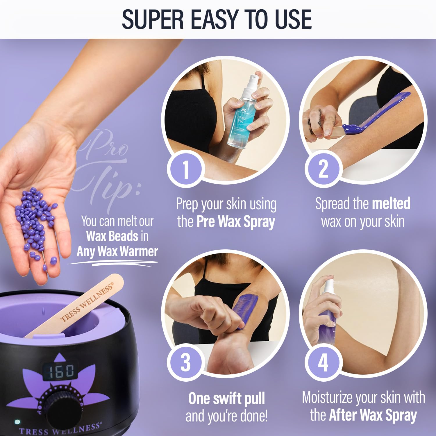 Tress Wellness wax spatulas collection for precise and hygienic at-home waxing.