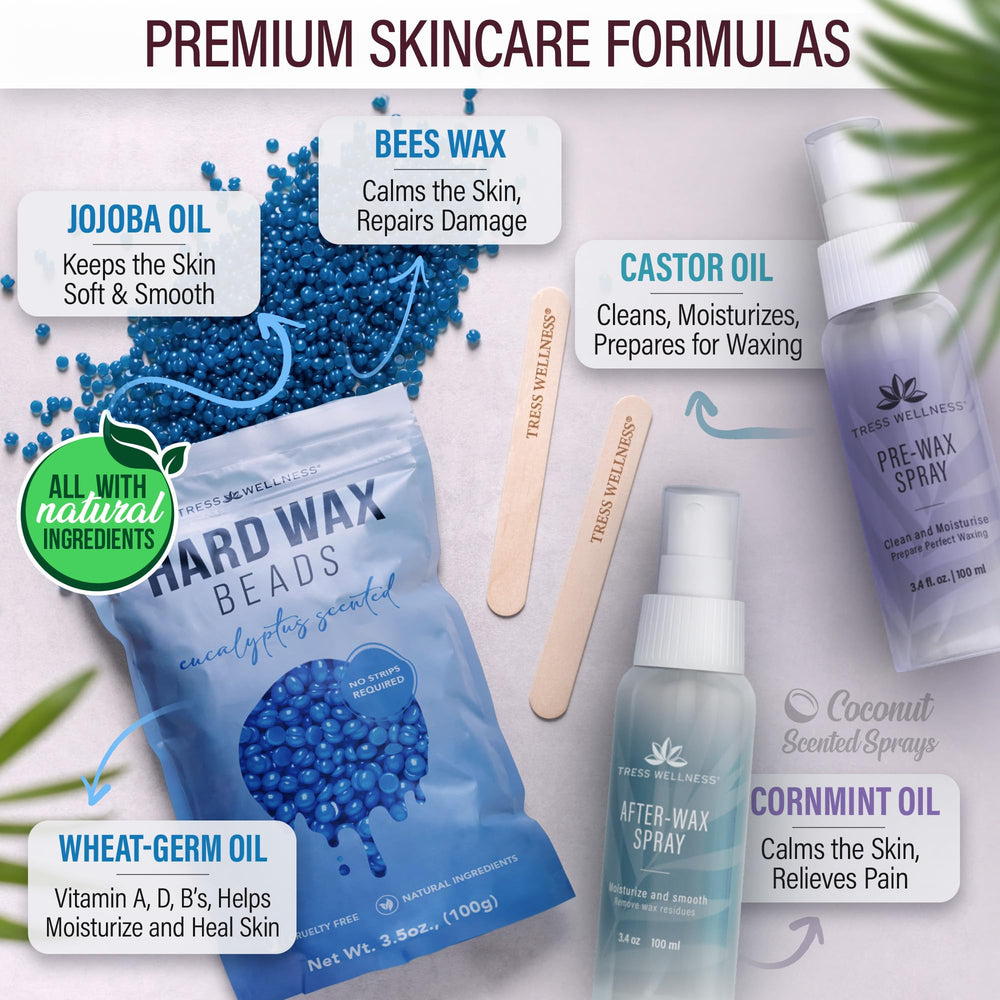 Tress Wellness pre-wax spray prepping skin for waxing