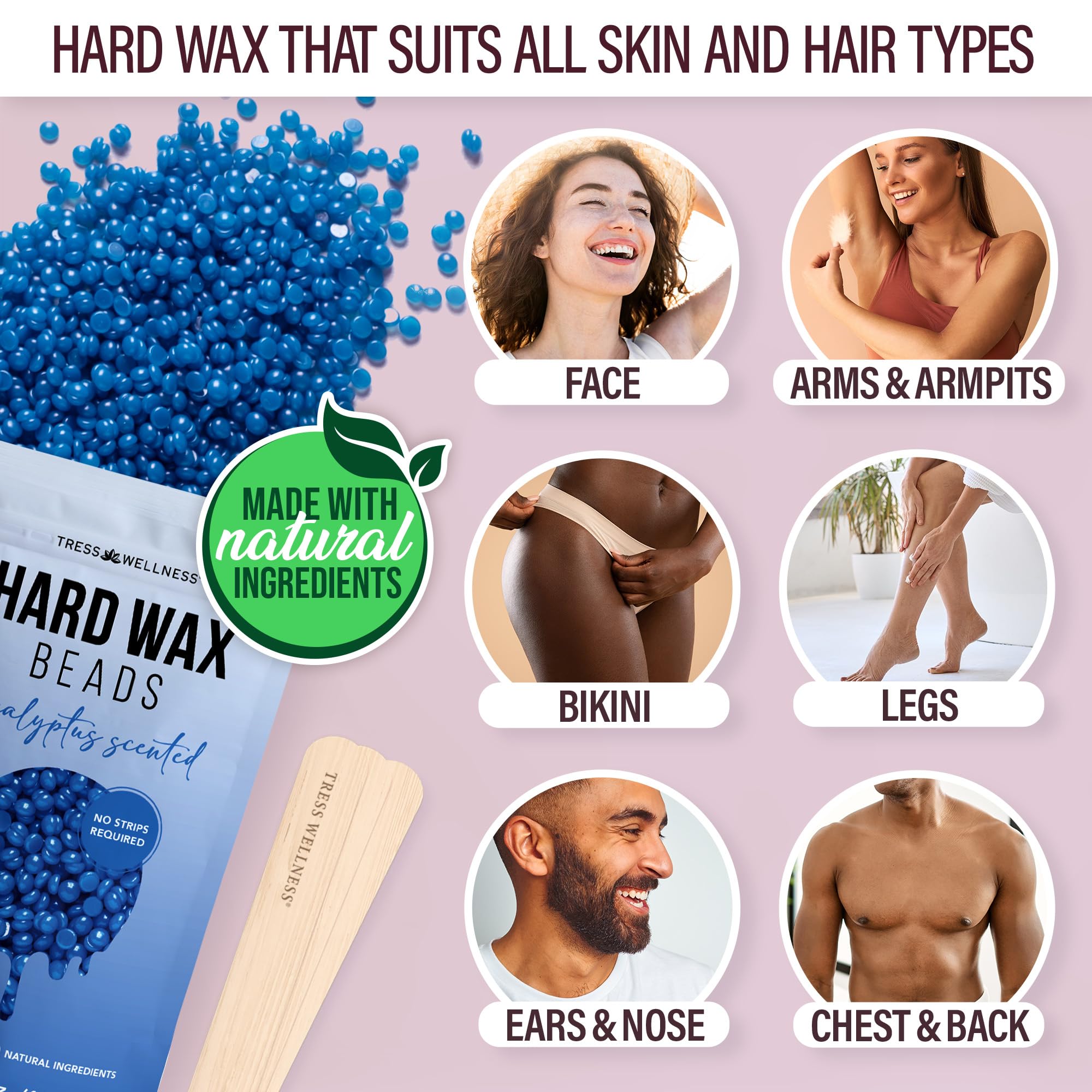 Tress Wellness waxing sticks in two sizes for precise application