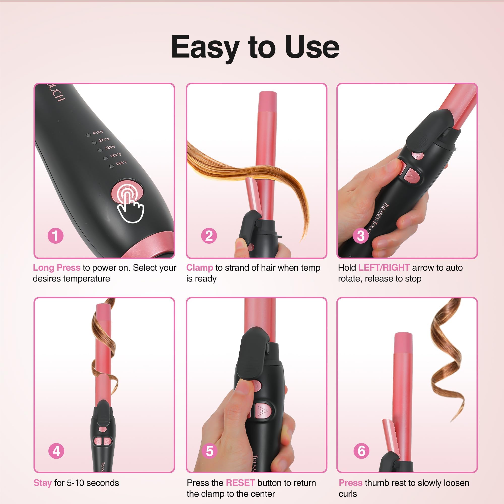 Tresses Touch dual voltage 110-240V suitable for travel.