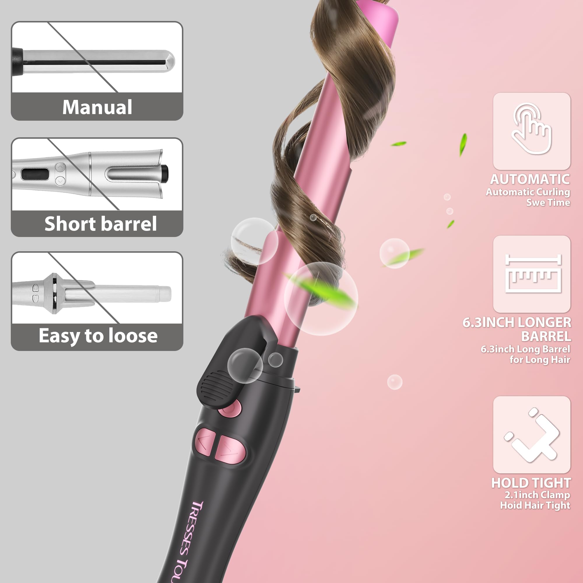 Tresses Touch 1-inch barrel close-up highlighting smooth heat surface.