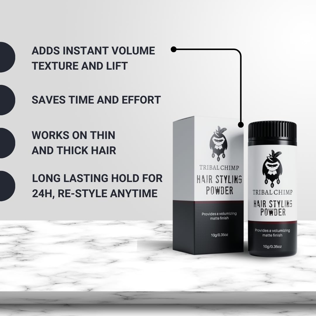 Tribal Chimp Hair Powder root-boost highlights instant volume at roots for fullness.