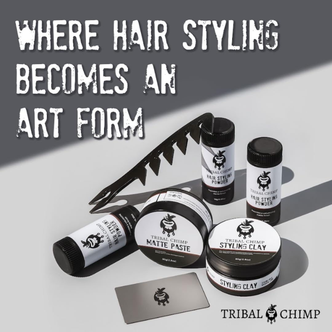Tribal Chimp Hair Powder sleek-styled-hair with lasting, invisible hold.