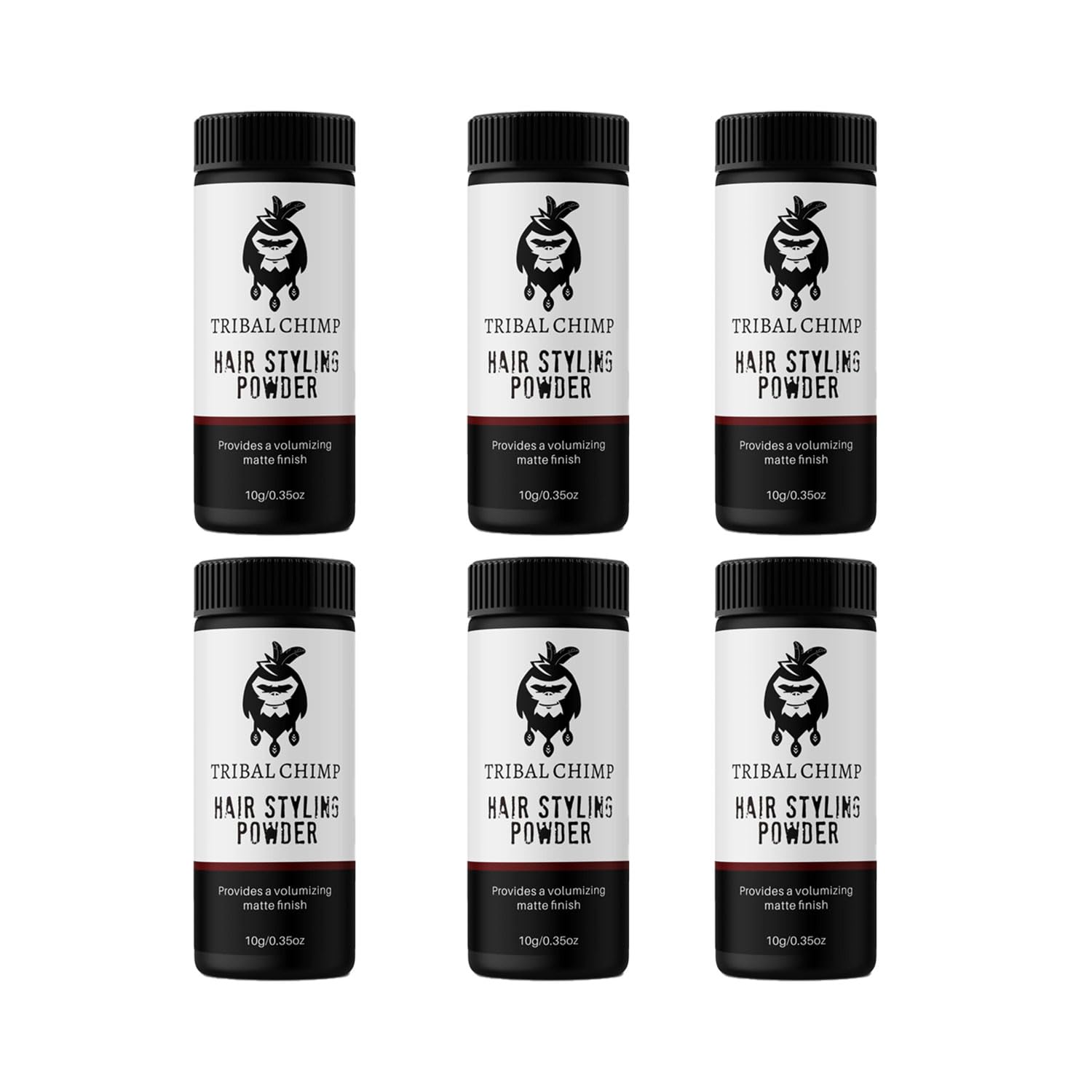 Tribal Chimp Hair Styling Powder packaging highlights compact, cost-efficient kit