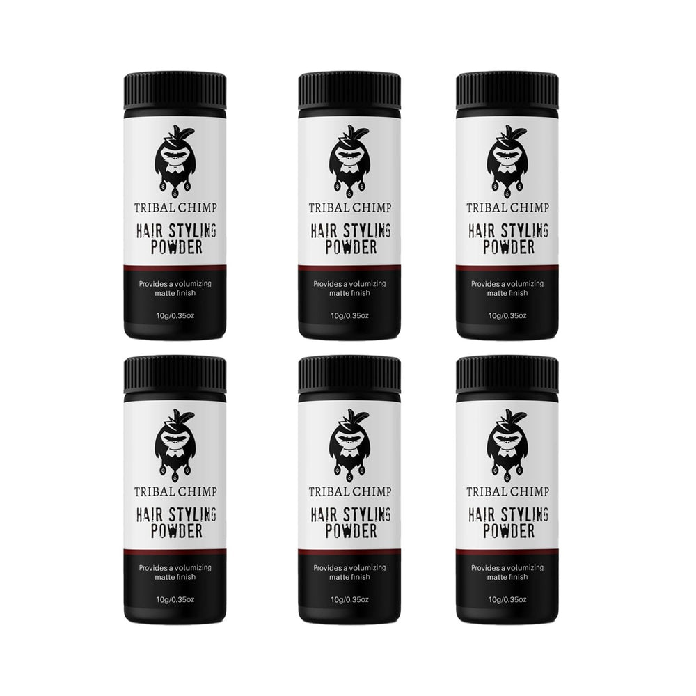 Tribal Chimp Hair Styling Powder packaging highlights compact, cost-efficient kit