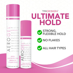 TRI Design Aerogel hairspray mist on hair delivering light flexible control