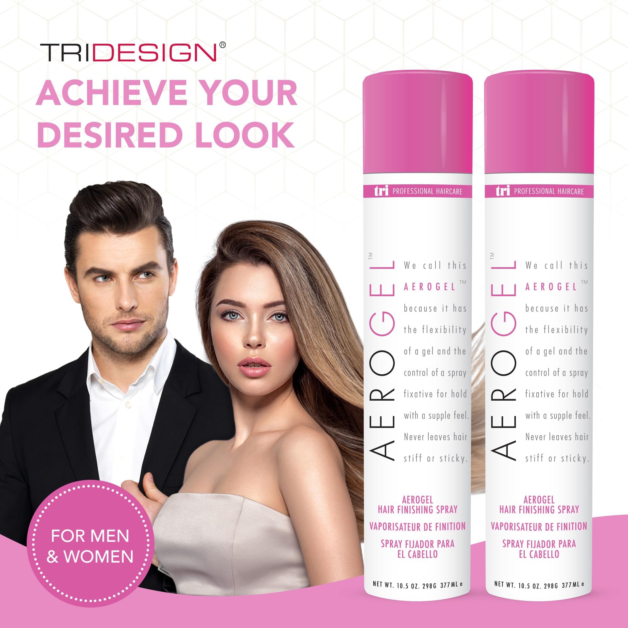TRIDESIGN Aerogel Hairspray on curls shows controlled definition without stiffness.