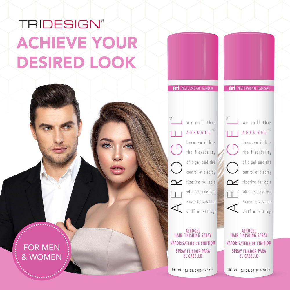 TRIDESIGN Aerogel Hairspray on curls shows controlled definition without stiffness.