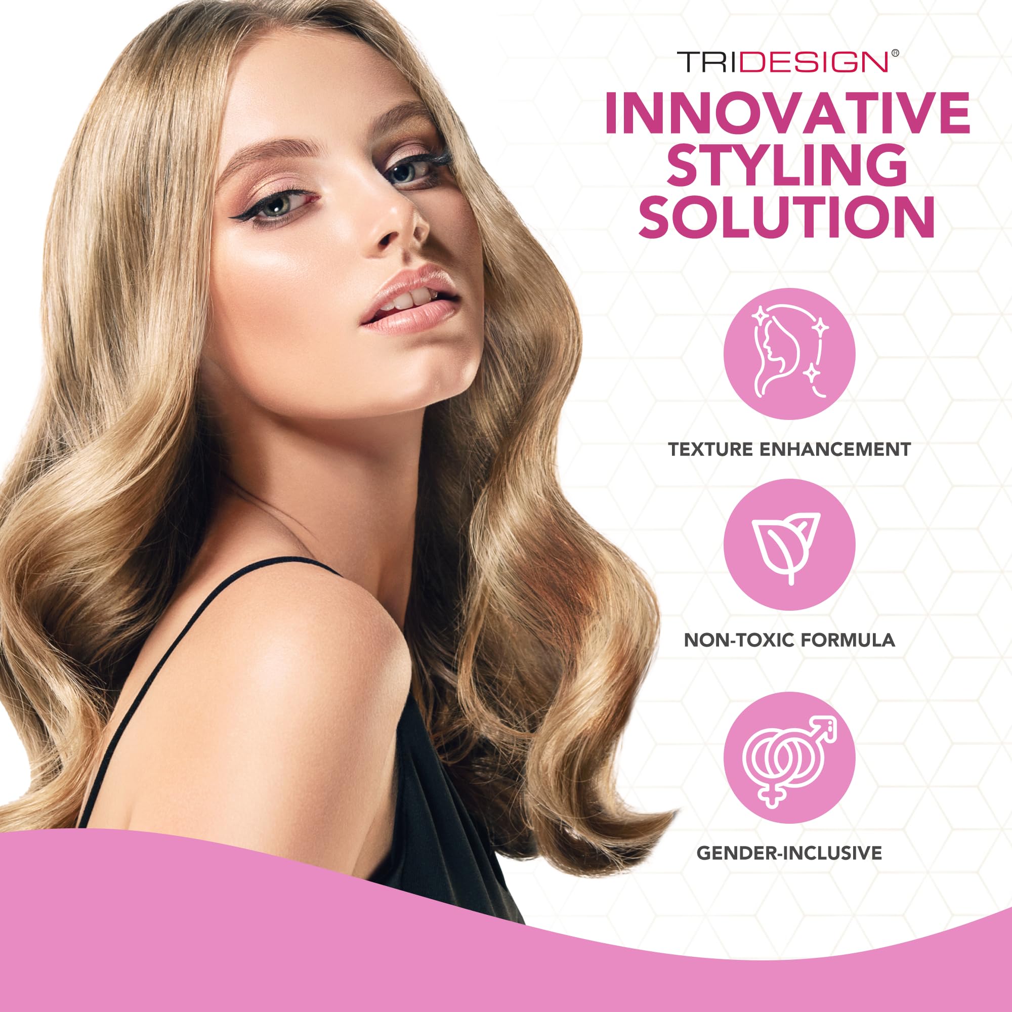 TRI Design Aerogel closeup hair shine indicates vibrant healthy strands