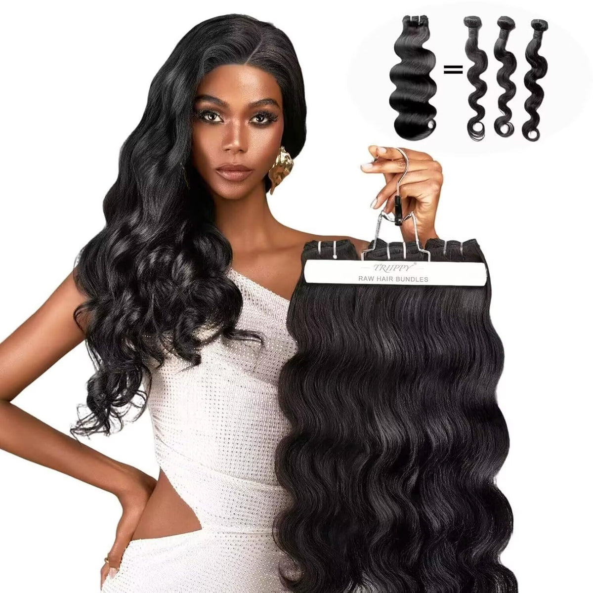 Triippy Body Wave Bundles close-up on Cambodian hair weft for seamless blend.