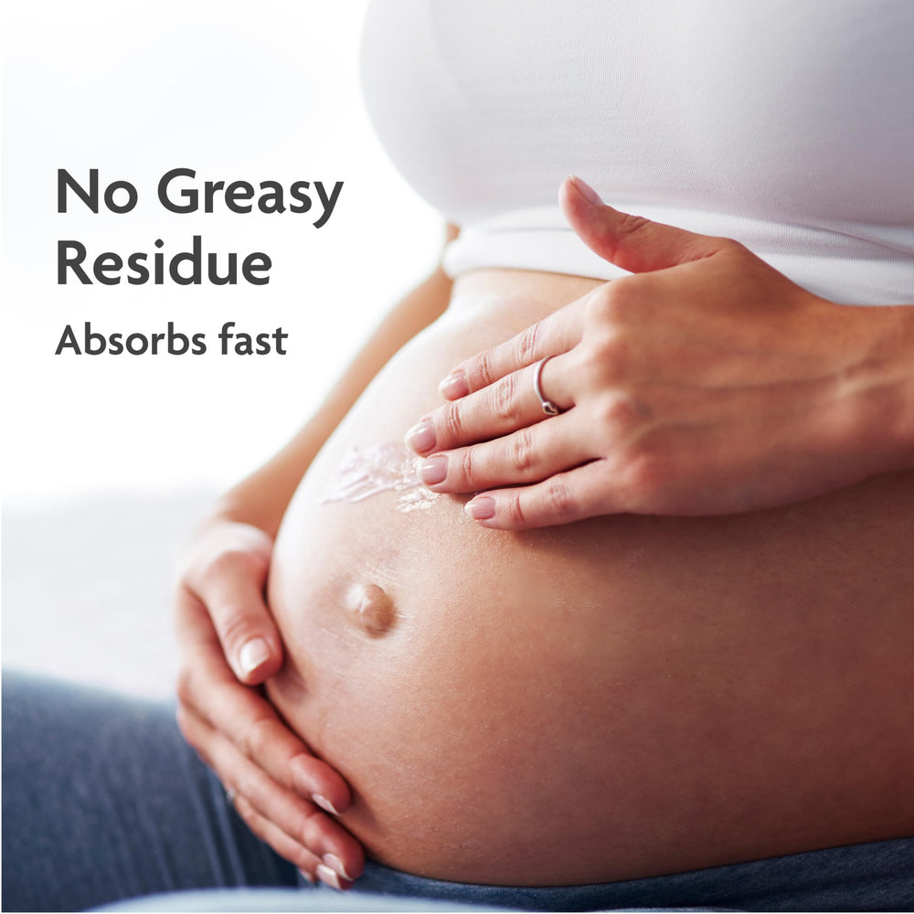 TriLASTIN pregnancy skin care routine on a flat surface for daily use guidance.