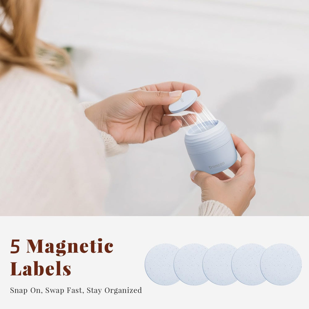 Five labels help you instantly identify cleansers, lotions, and more.