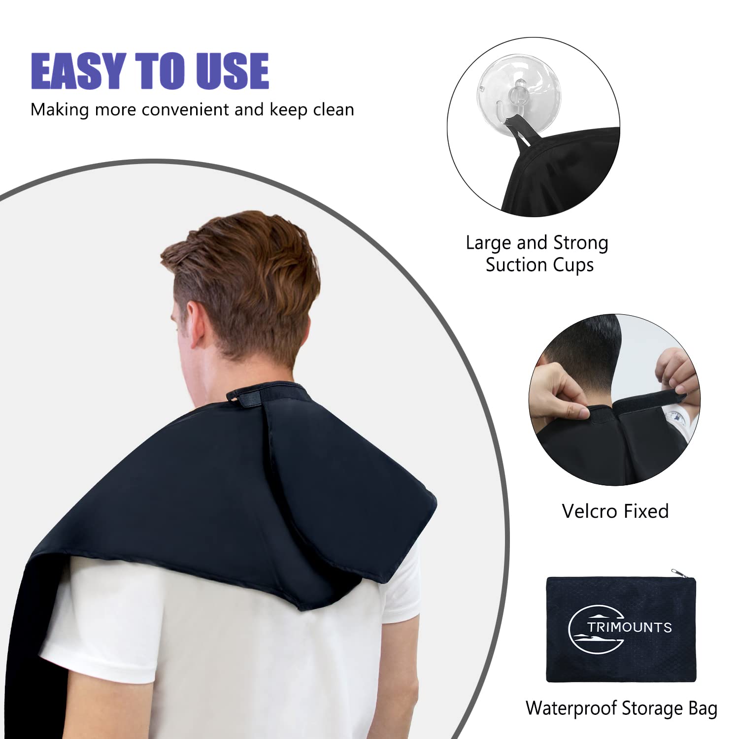 Adjustable Velcro neck on Trimounts beard bib for universal fit