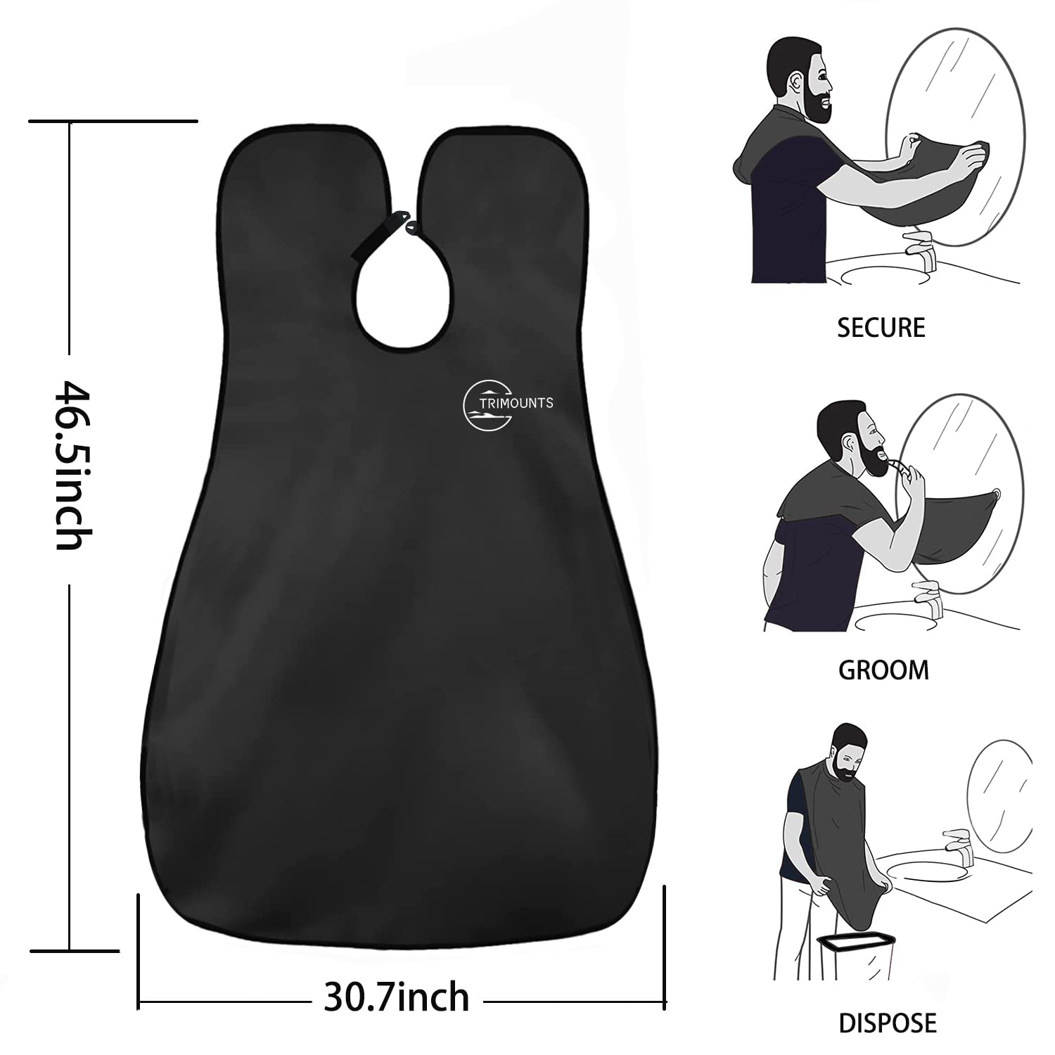 Trimounts beard bib curved mesh pocket catches trimmed hairs