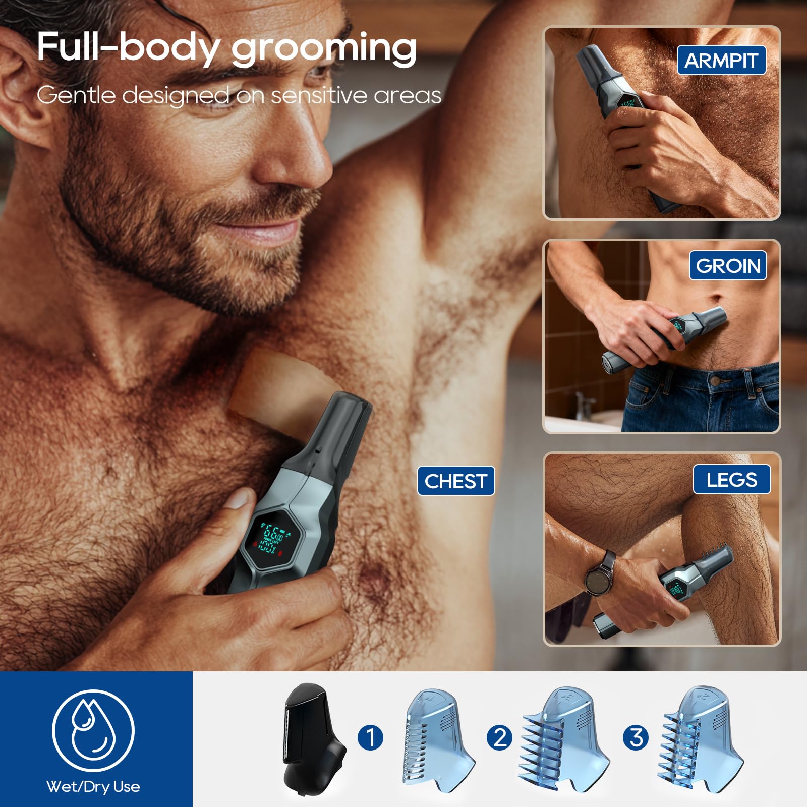 TRIMX waterproof design supports quick cleanup and convenient shower trimming.