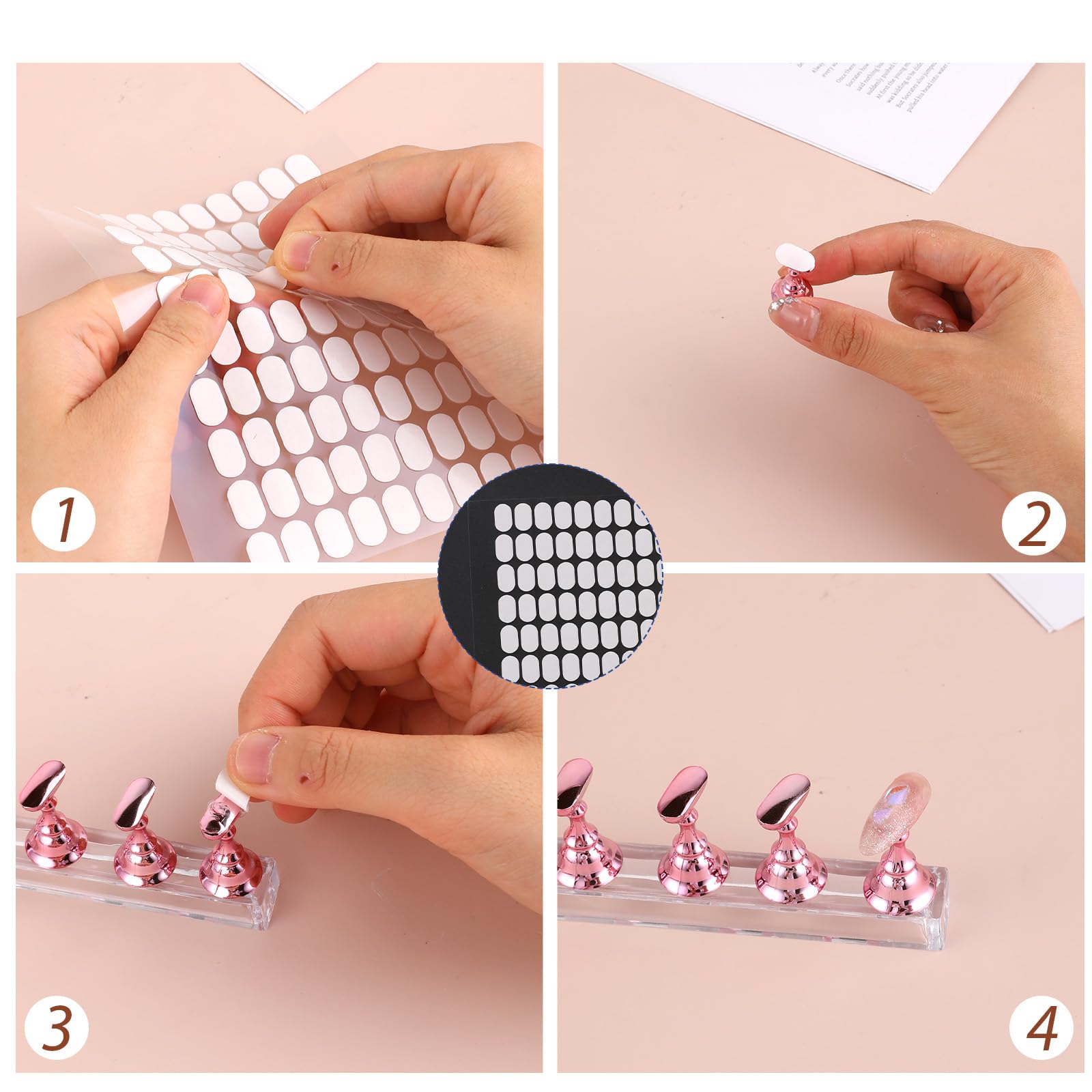 Trinkrittey fijación estable para uñas en exhibidores.