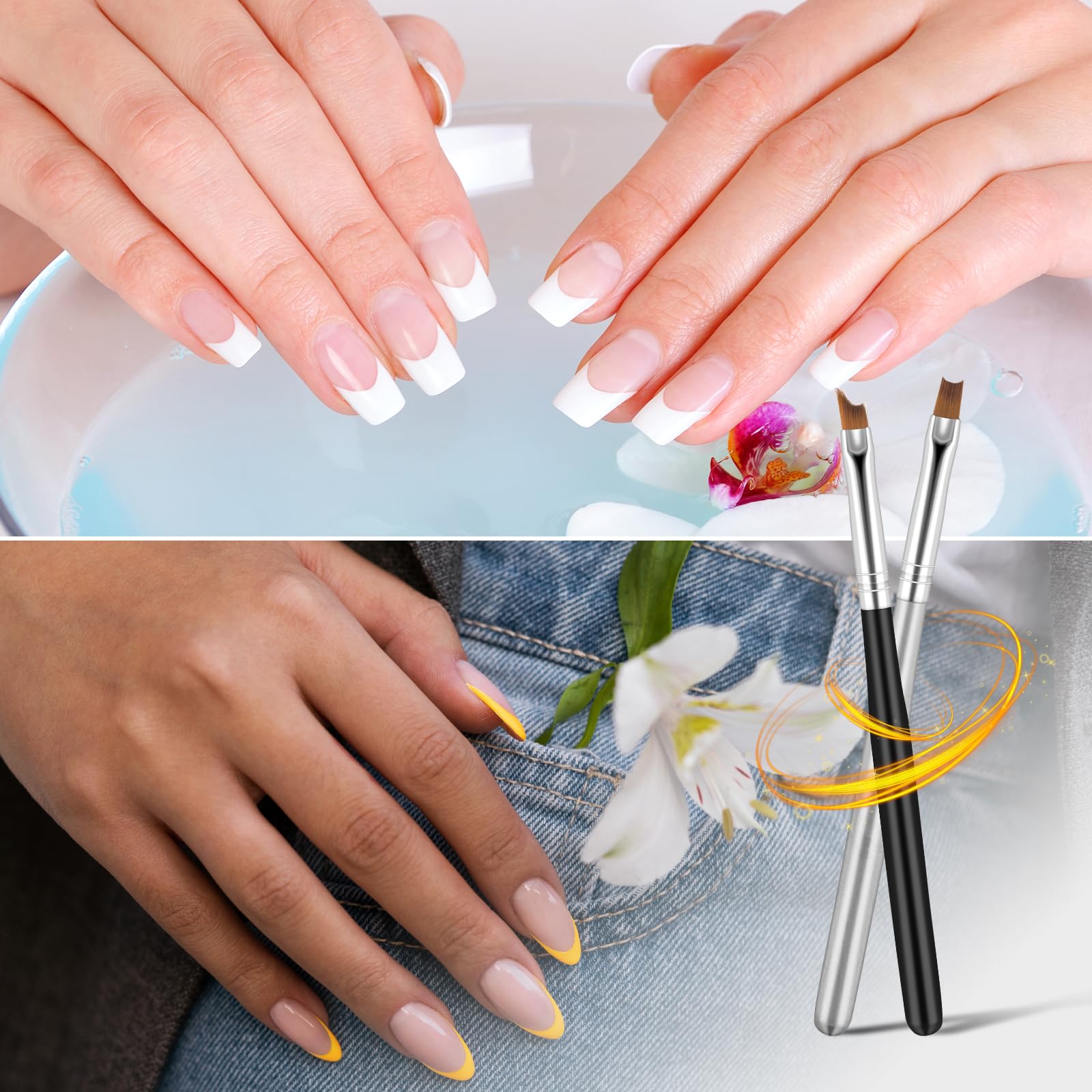 Trinkrittey French-tip brush aids nail art and precise tip painting.