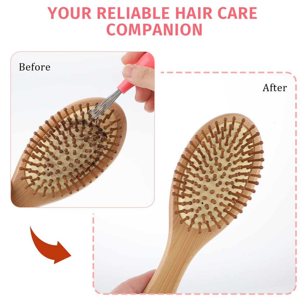 Trinkrittey wooden hair brush cleaner in use for safe maintenance