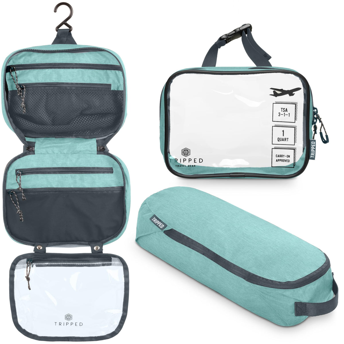 TRIPPED Toiletry Bag Kit Set hanging bag for travel organization