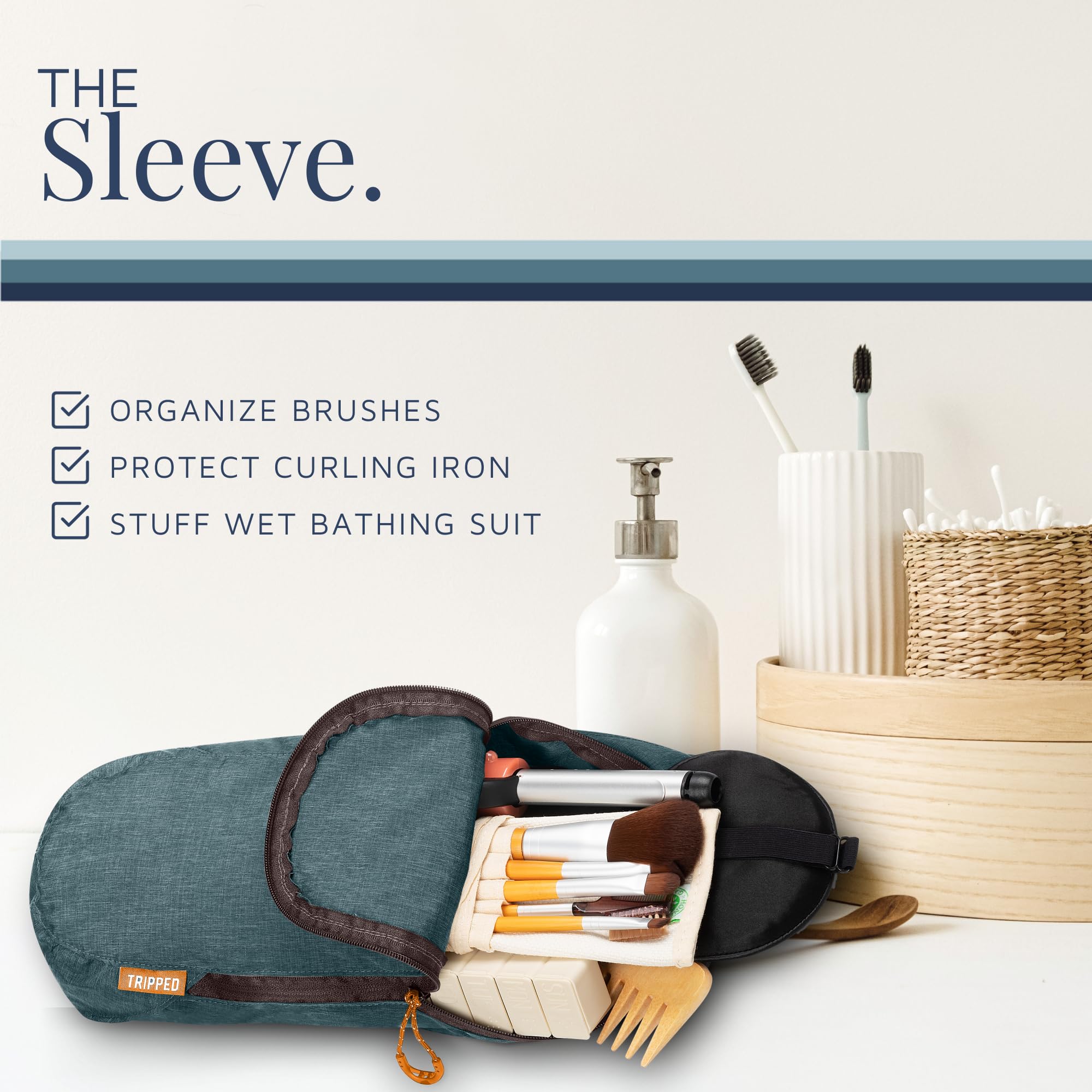 TRIPPED Travel Gear ultralight accessory organizer keeps small items neatly in your luggage.
