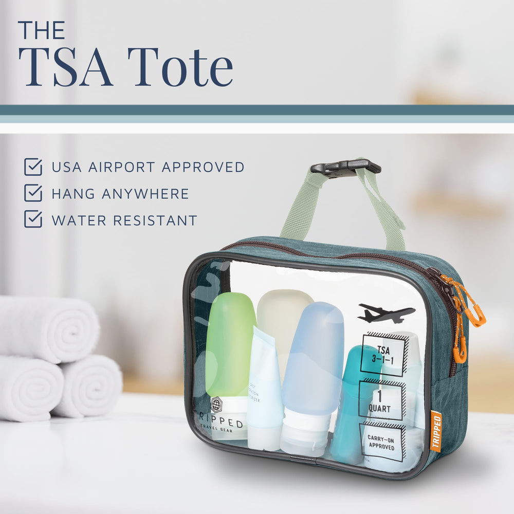 TRIPPED Travel Gear TSA quart bag doubles as a handy shower tote.