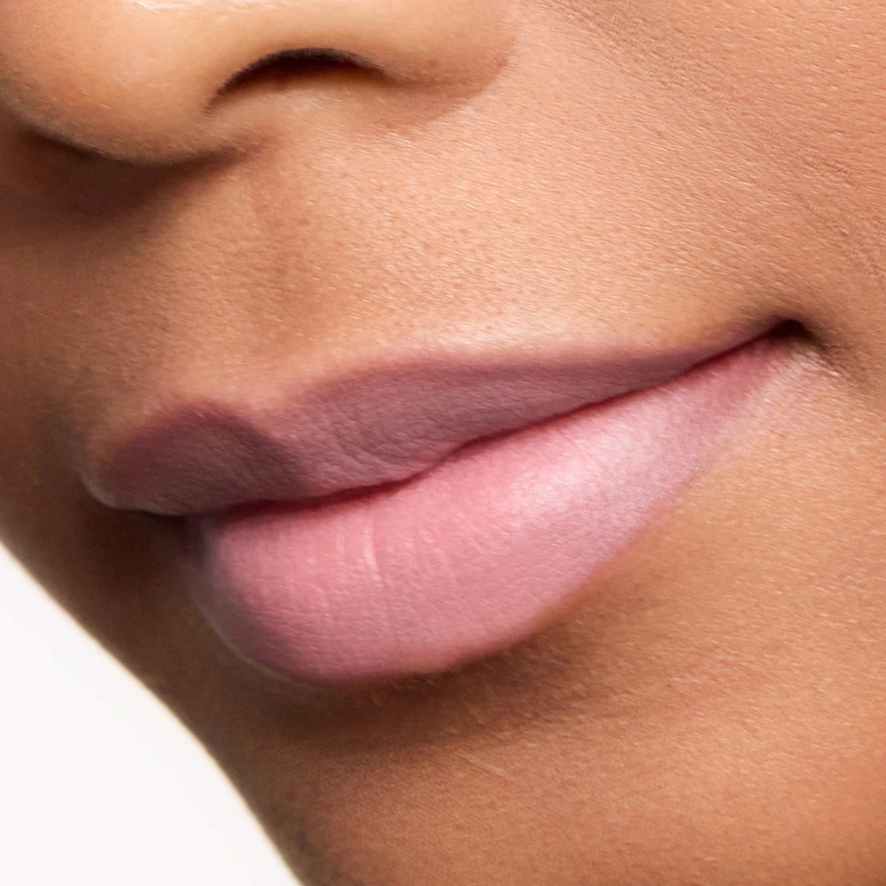 Trish McEvoy Easy Lip Color Dolled Up worn on lips for everyday hydration and color.