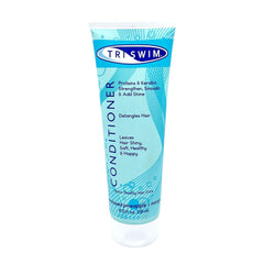 Acondicionador TRISWIM para natación en botella: hidrata y suaviza cabello tras cloro.