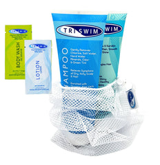TRISWIM Chlorine Out shampoo bottle demonstrates pool mineral removal after swimming