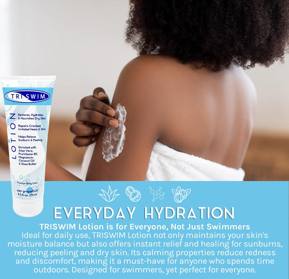TRISWIM loción envase 8-5oz: tamaño práctico para llevar.