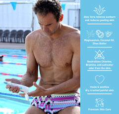 TRISWIM loción textura cremosa: suaviza irritaciones post-natación.