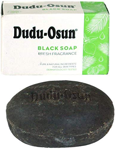 Front view of Tropical Naturals Dudu Osun 3-pack highlighting original African black soap heritage.