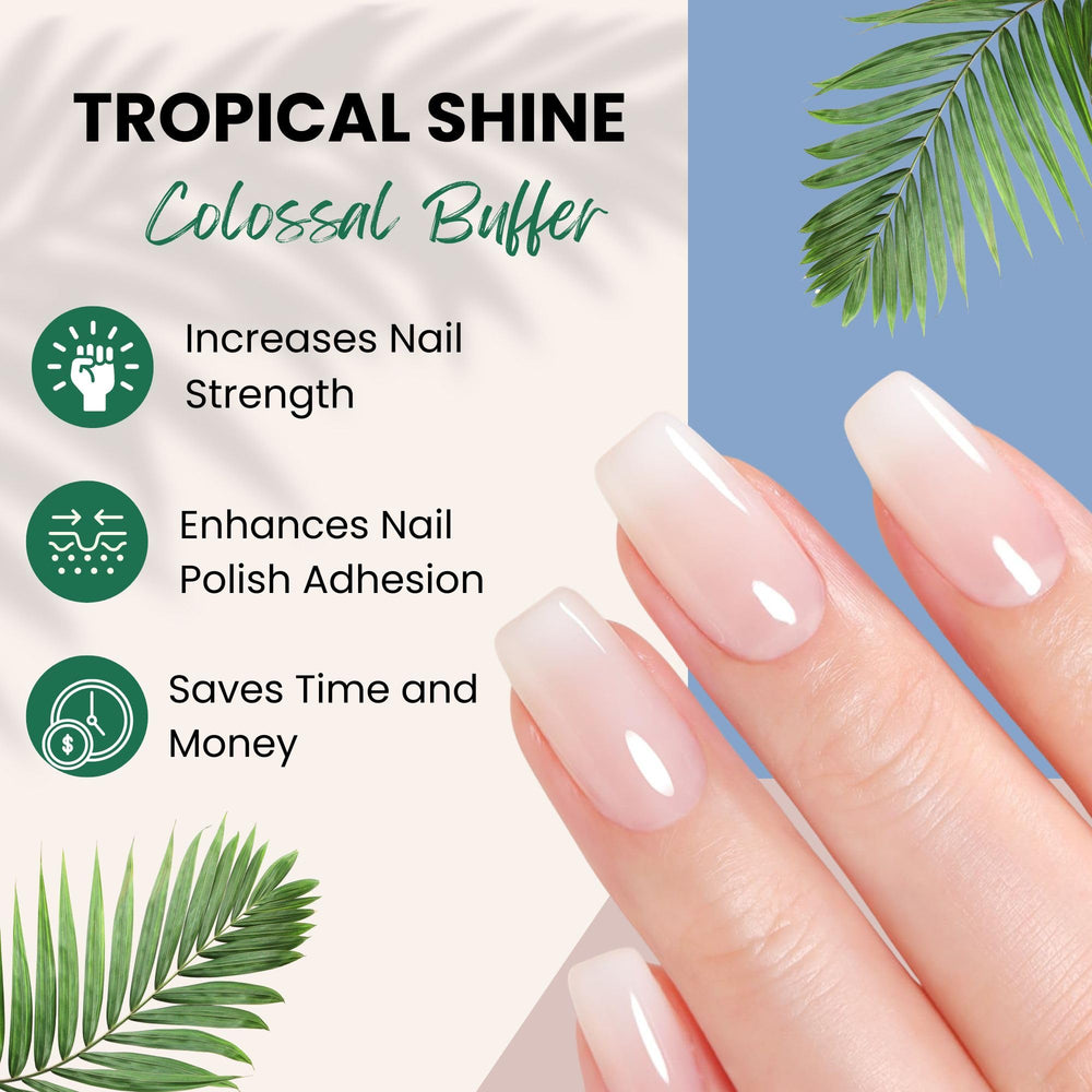 Tropical Shine Colossal buffer travel case helps on-the-go touch-ups.