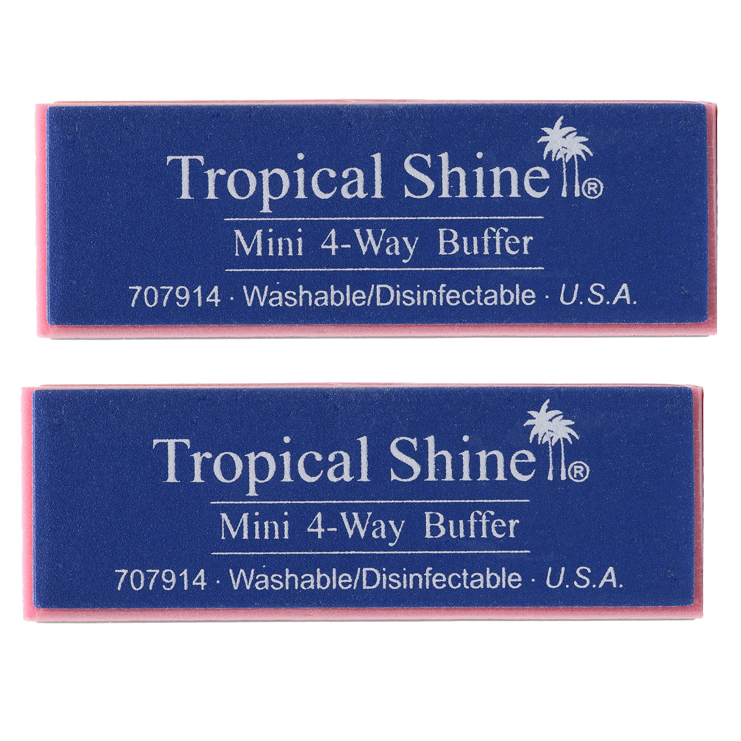 Tropical Shine Mini 4 Way Buffer Block smooths ridges with fine grit for a refined surface.