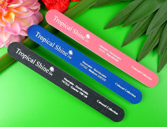 Tropical Shine reversible files set demonstrates three grits for versatile nail care.