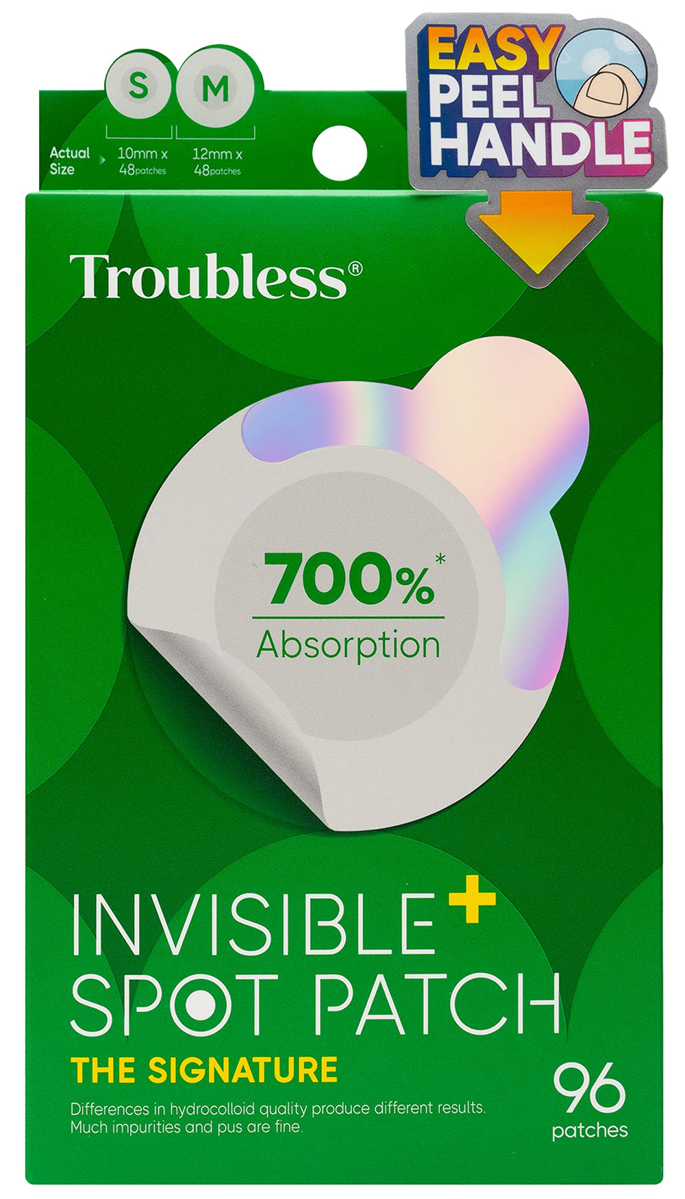 Parche Troubless invisible ultra fino para grano, casi imperceptible.