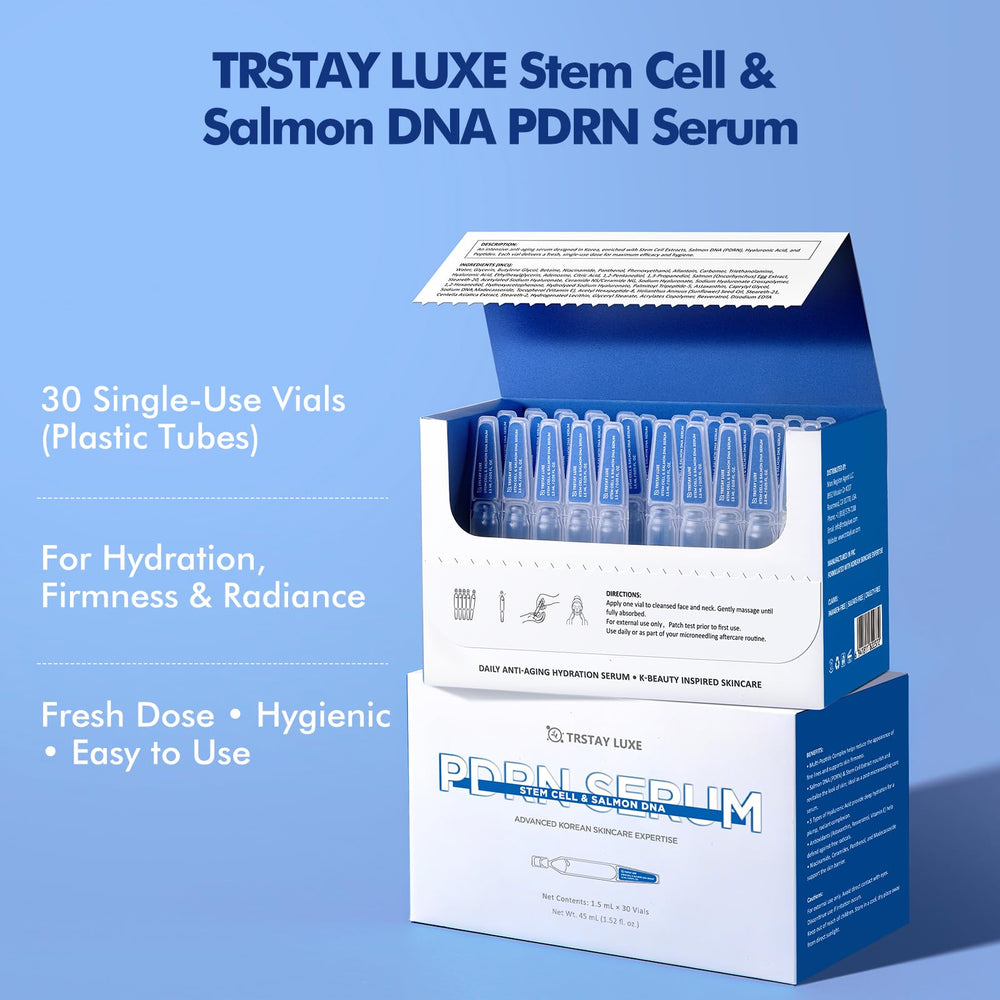 TRSTAY LUXE single-use ampoules in a tray