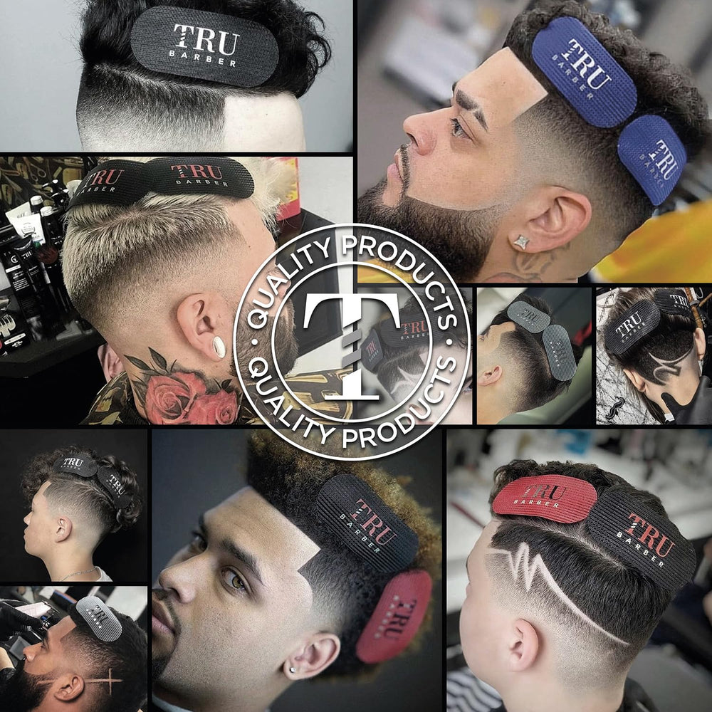 Black non-slip clips by TRU BARBER suit thick or curly hair.