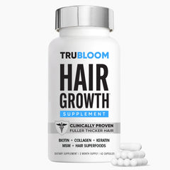 Tru Bloom Hair Growth Vitamins bottle front for fuller hair support
