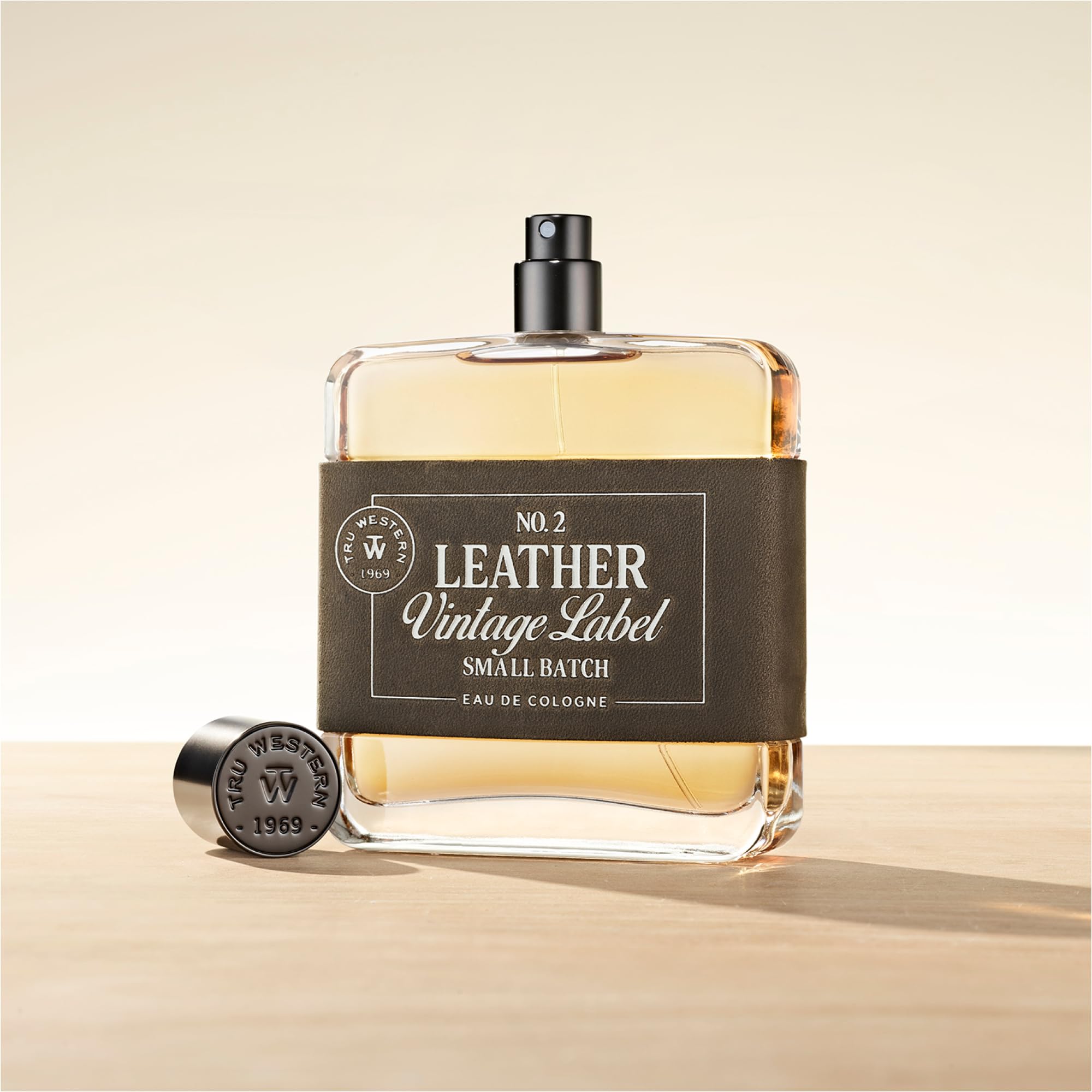 Tru Fragrance Beauty Leather No. 2 packaging closeup ideal for gifting.