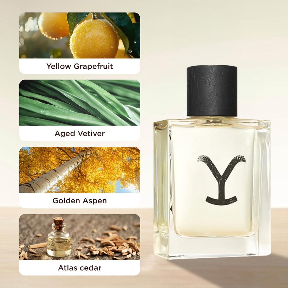 Tru Western Yellowstone label emphasizes vetiver and cedarwood notes.